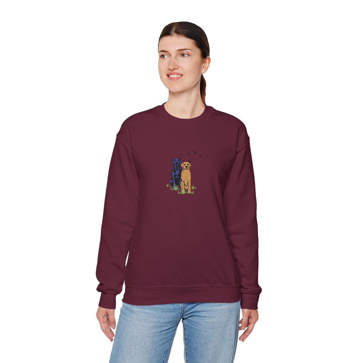 Embroidered Dog Crewneck Sweatshirt
