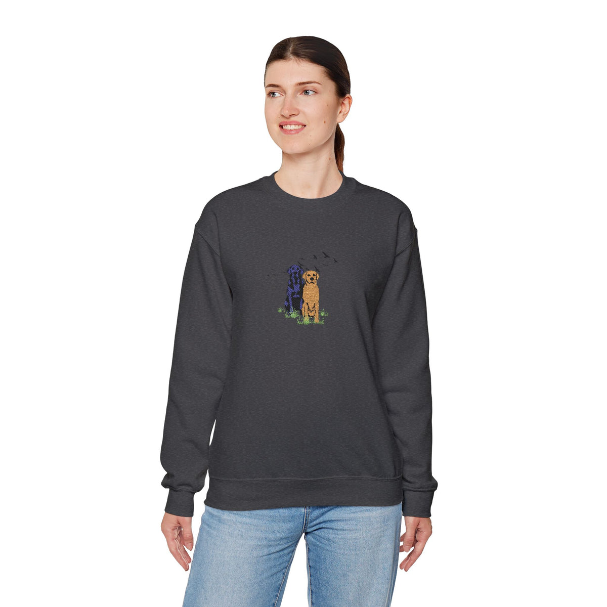 Embroidered Dog Crewneck Sweatshirt