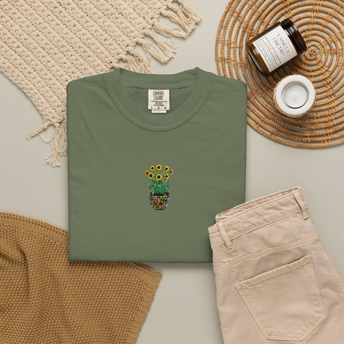 Embroidered Sunflower Tee