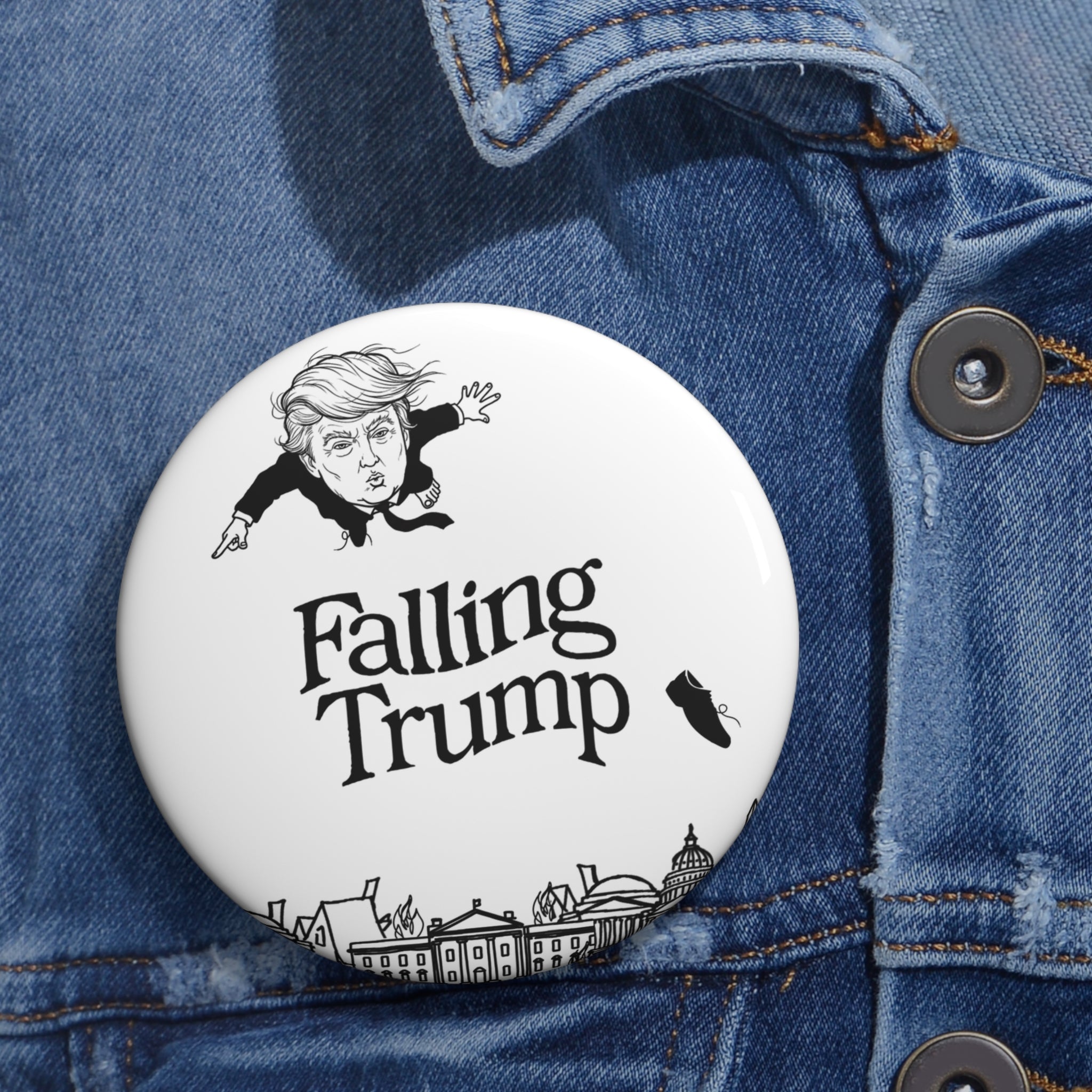 Falling Trump Button Pin