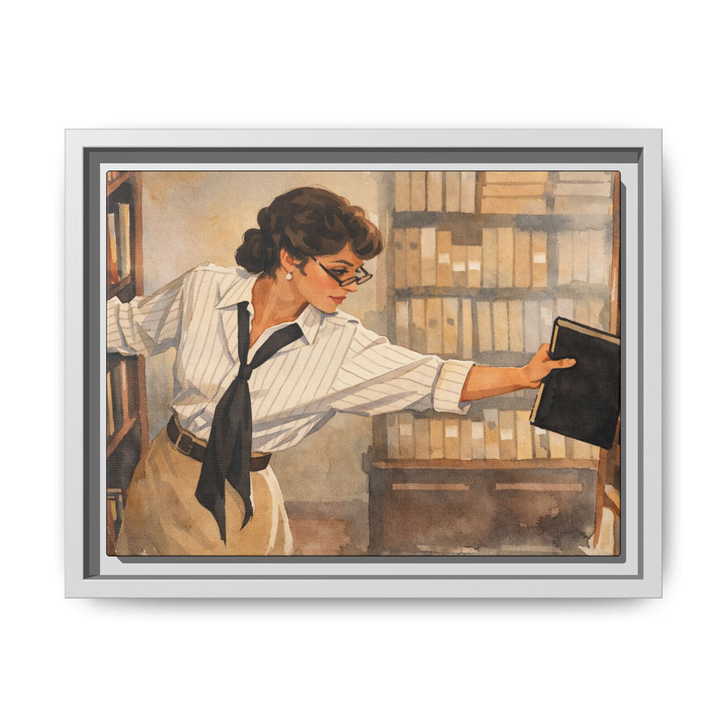 Evelyn Librarian Framed Canvas