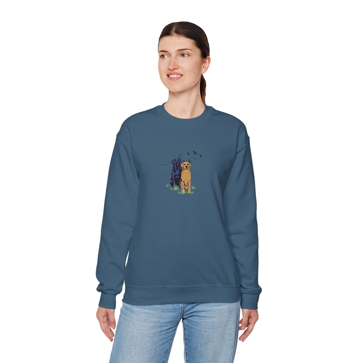 Embroidered Dog Crewneck Sweatshirt