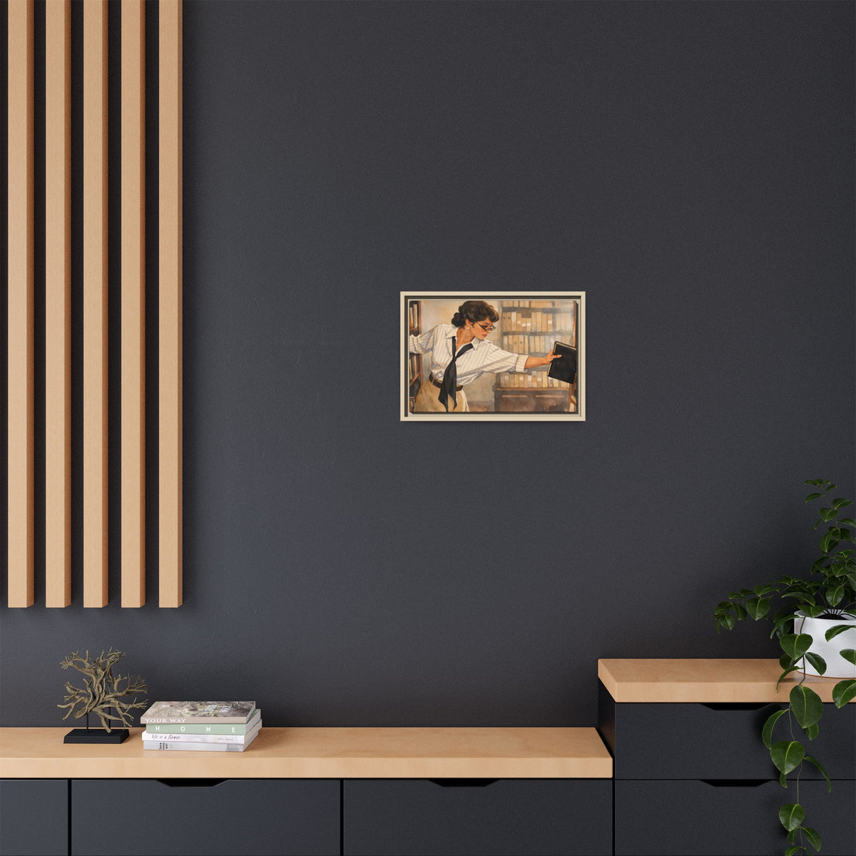 Evelyn Librarian Framed Canvas