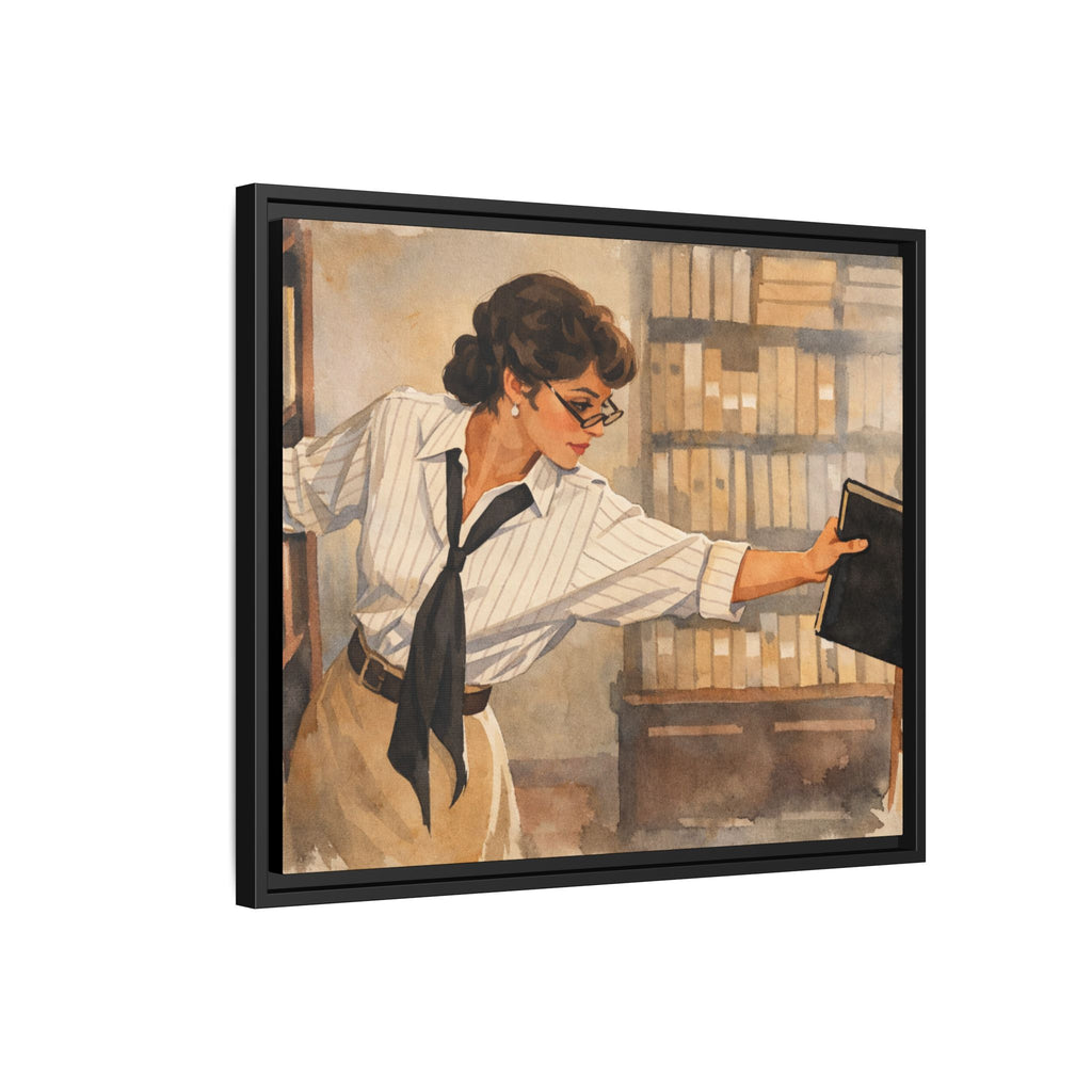 Evelyn Librarian Framed Canvas