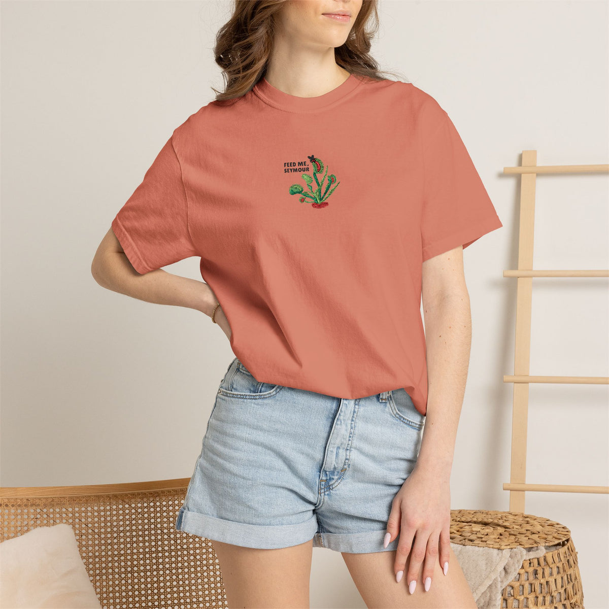 Embroidered Feed Me Seymour Tee