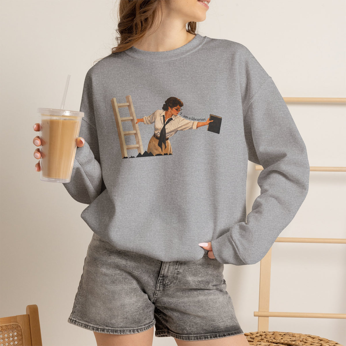 Vintage Evelyn Librarian Crewneck Sweatshirt