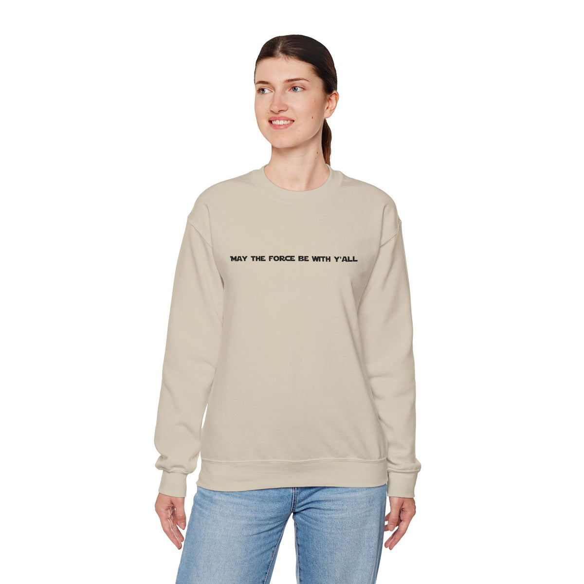 Embroidered May the Force Be With Yall Crewneck Sweatshirt