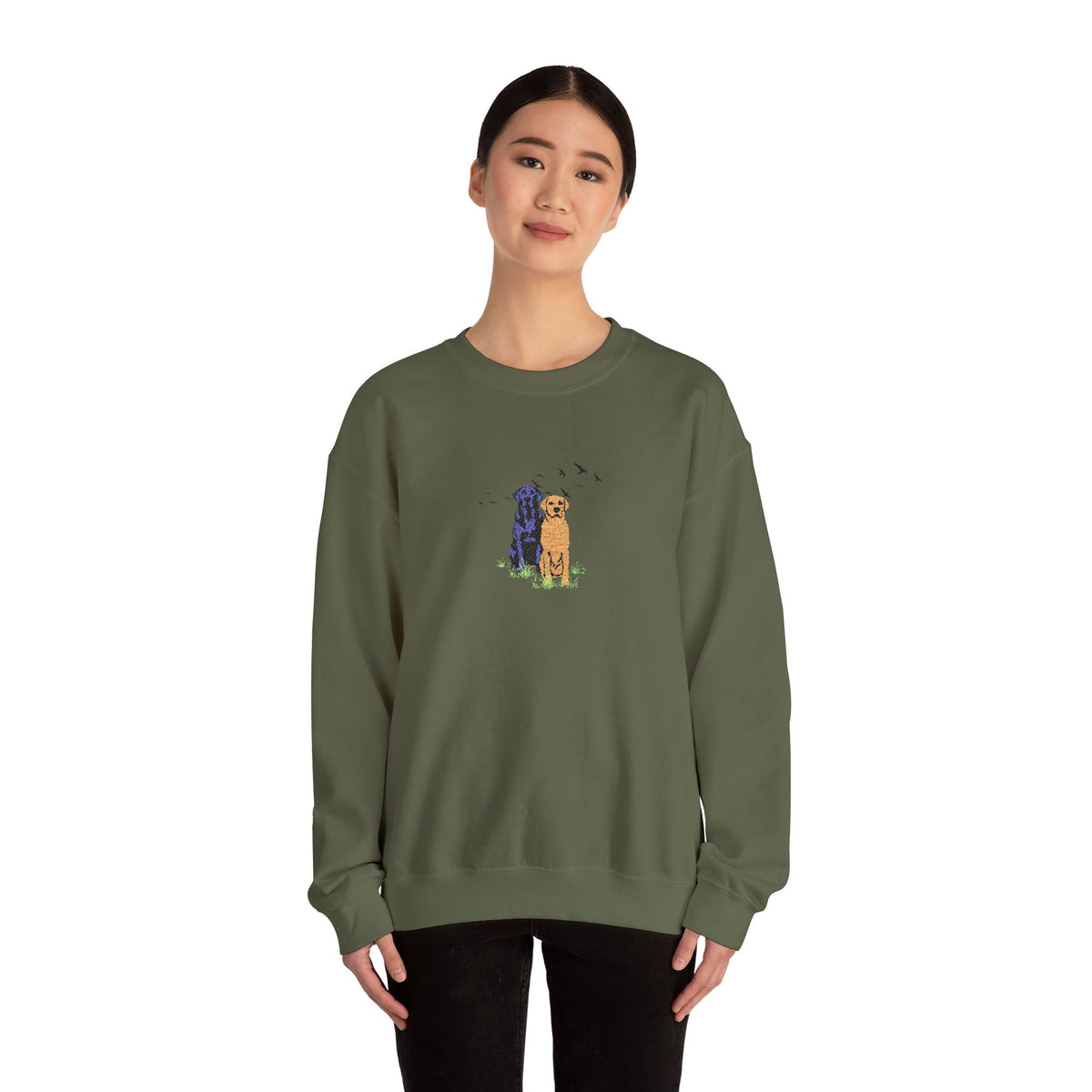 Embroidered Dog Crewneck Sweatshirt