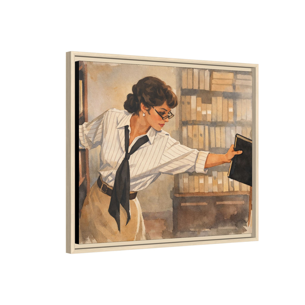 Evelyn Librarian Framed Canvas