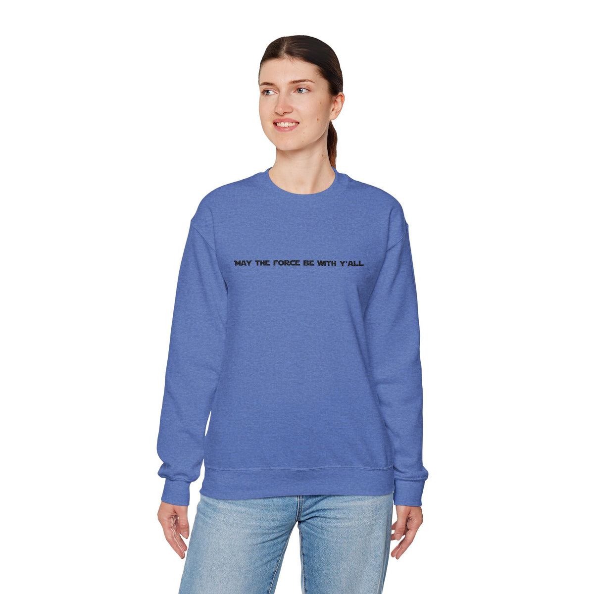 Embroidered May the Force Be With Yall Crewneck Sweatshirt