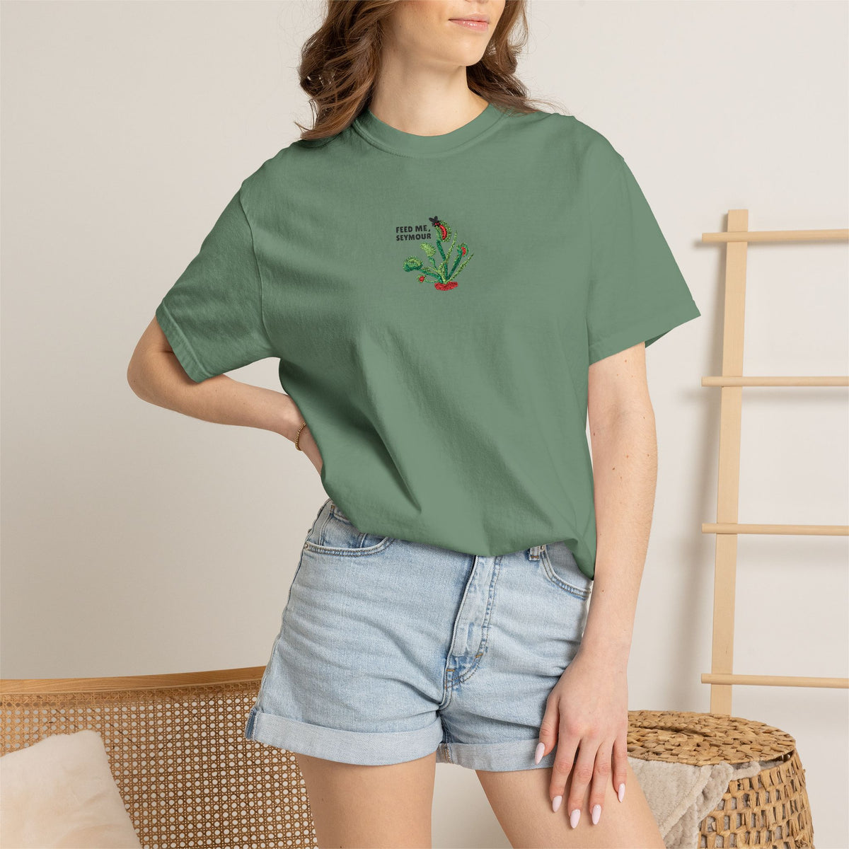 Embroidered Feed Me Seymour Tee
