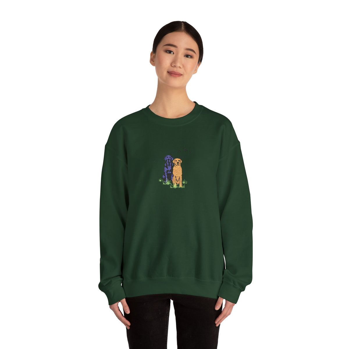 Embroidered Dog Crewneck Sweatshirt