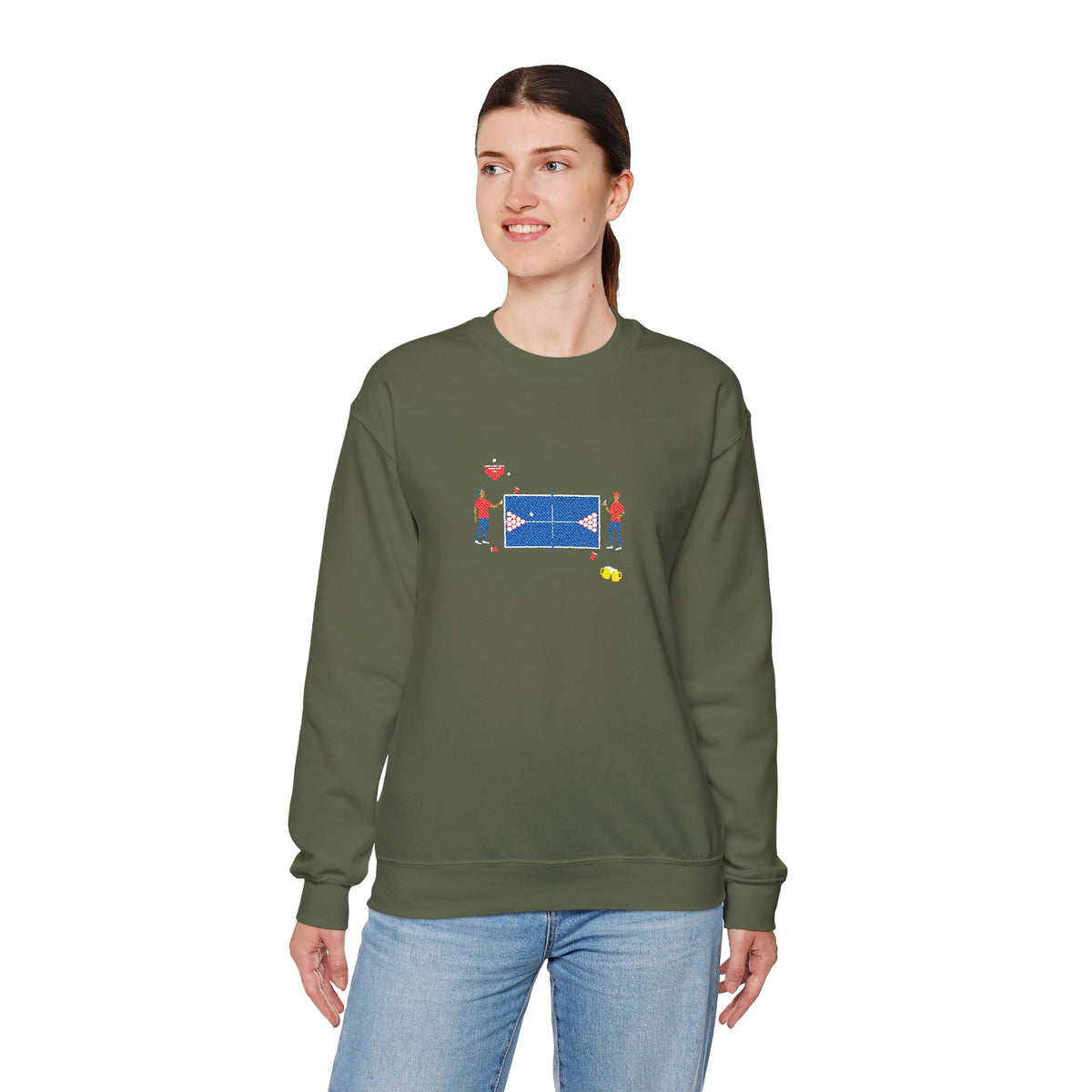 Embroidered Beer Pong Crewneck Sweatshirt
