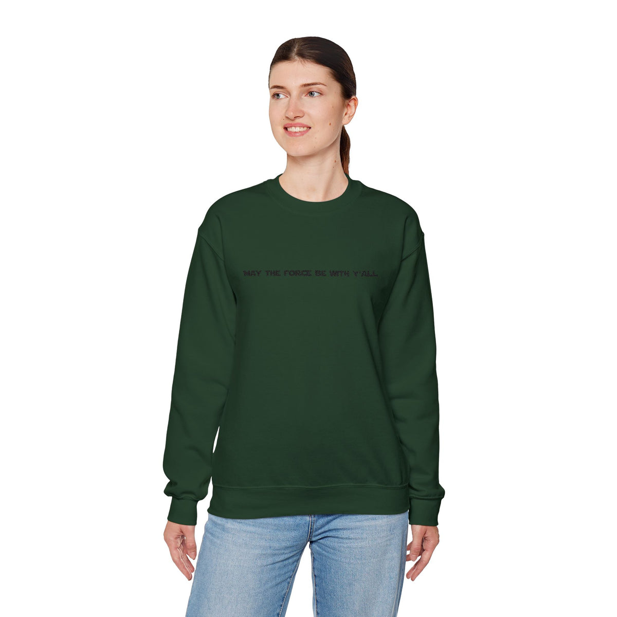 Embroidered May the Force Be With Yall Crewneck Sweatshirt