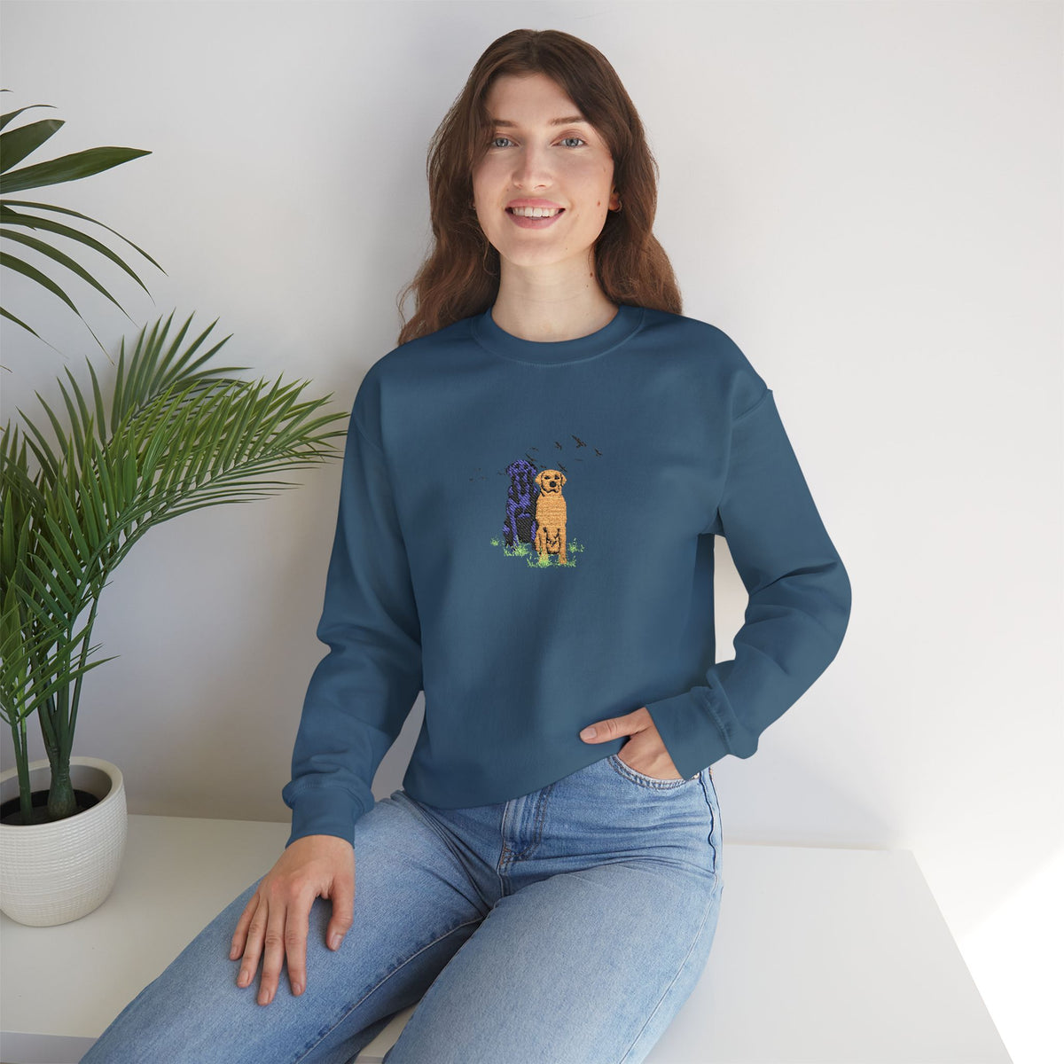 Embroidered Dog Crewneck Sweatshirt