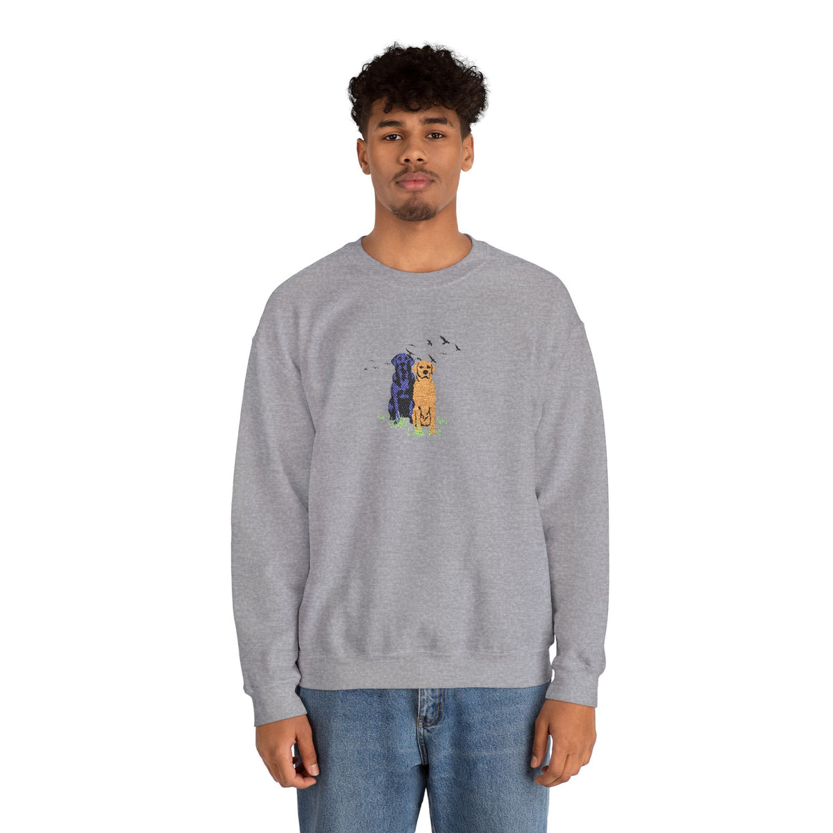 Embroidered Dog Crewneck Sweatshirt