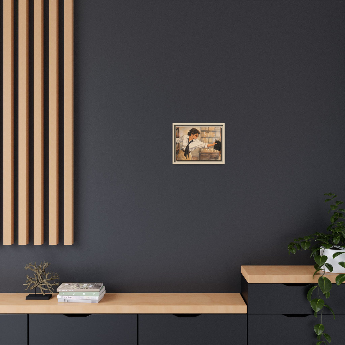 Evelyn Librarian Framed Canvas