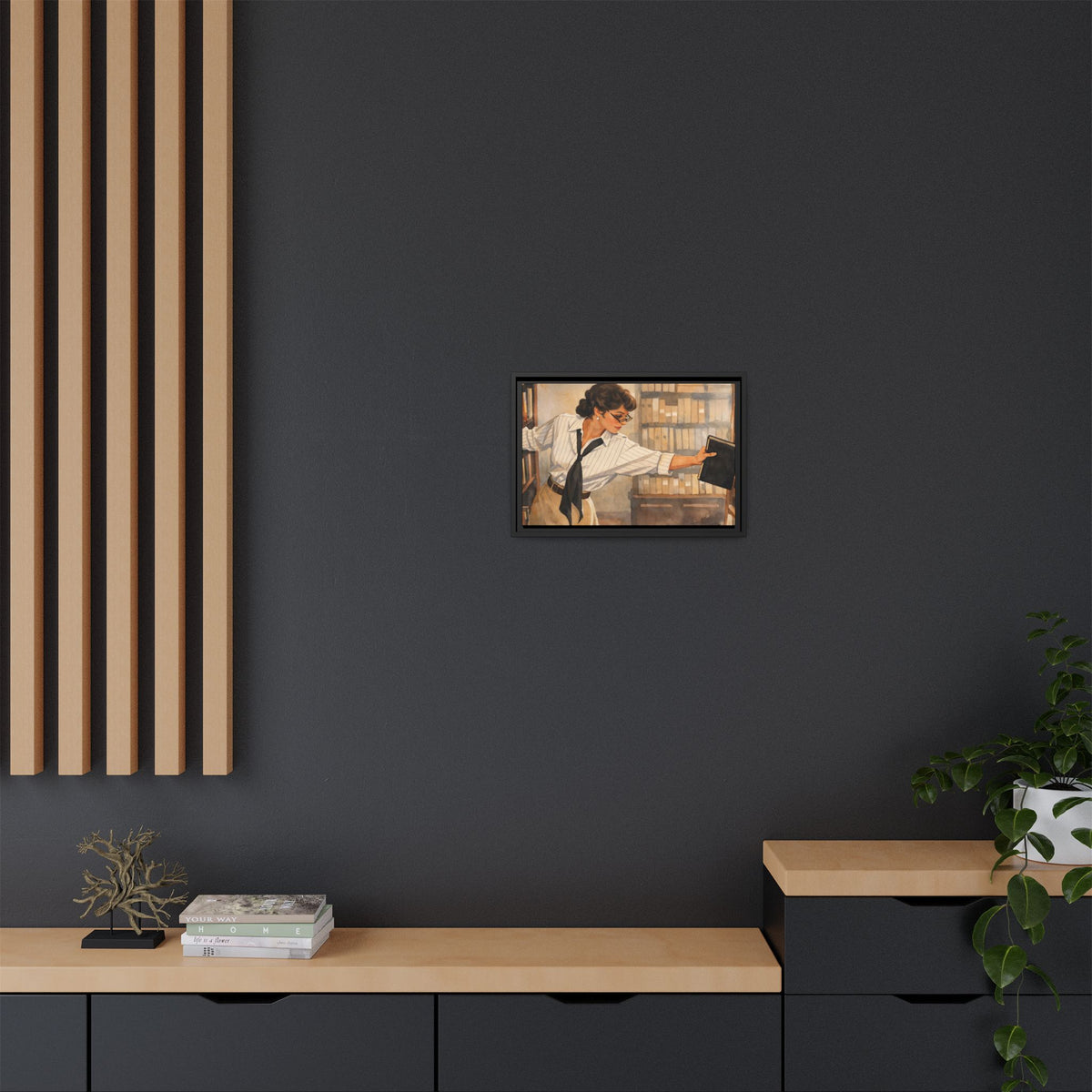 Evelyn Librarian Framed Canvas