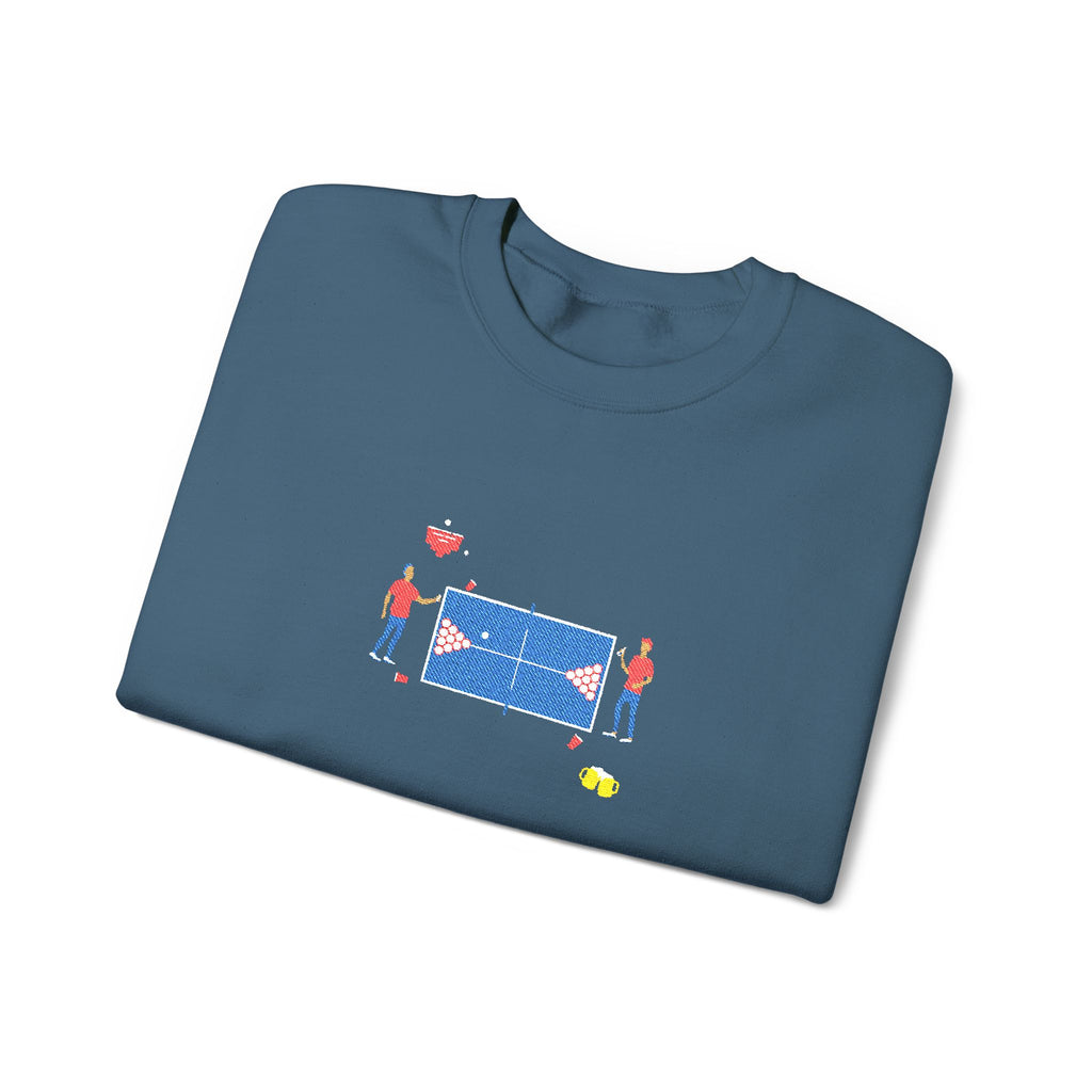 Embroidered Beer Pong Crewneck Sweatshirt