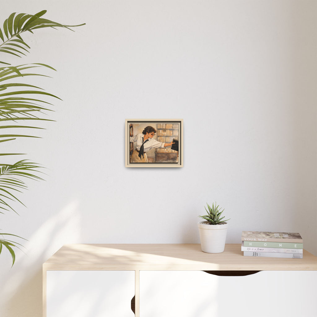 Evelyn Librarian Framed Canvas