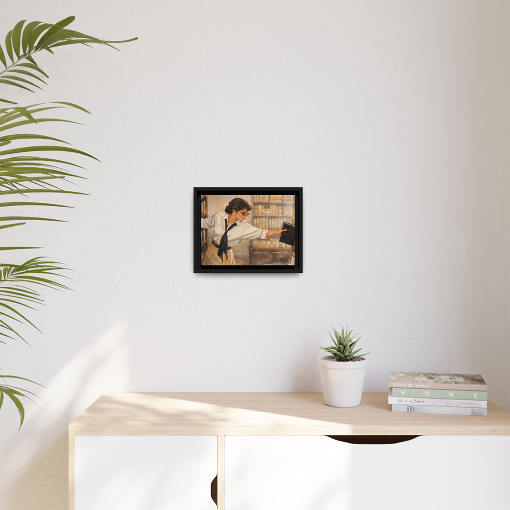 Evelyn Librarian Framed Canvas