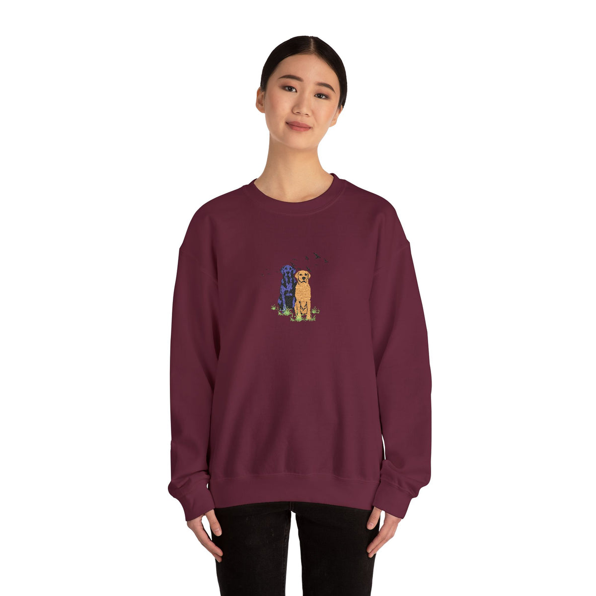 Embroidered Dog Crewneck Sweatshirt