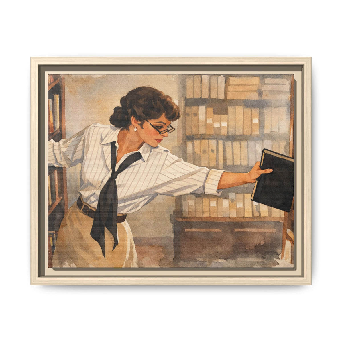 Evelyn Librarian Framed Canvas