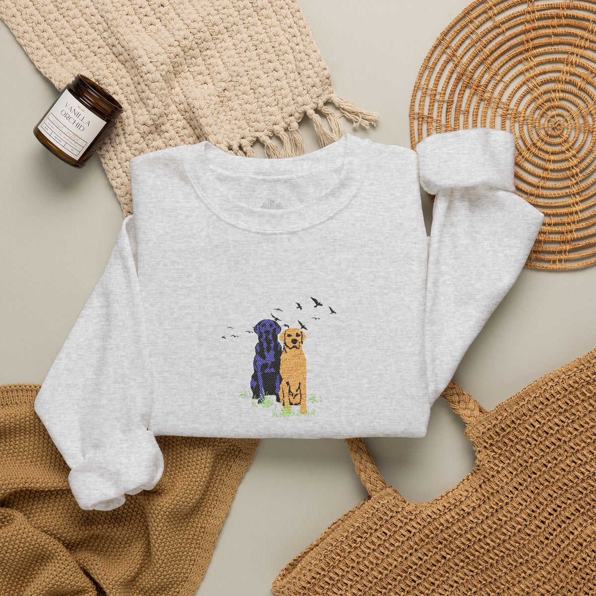 Embroidered Dog Crewneck Sweatshirt