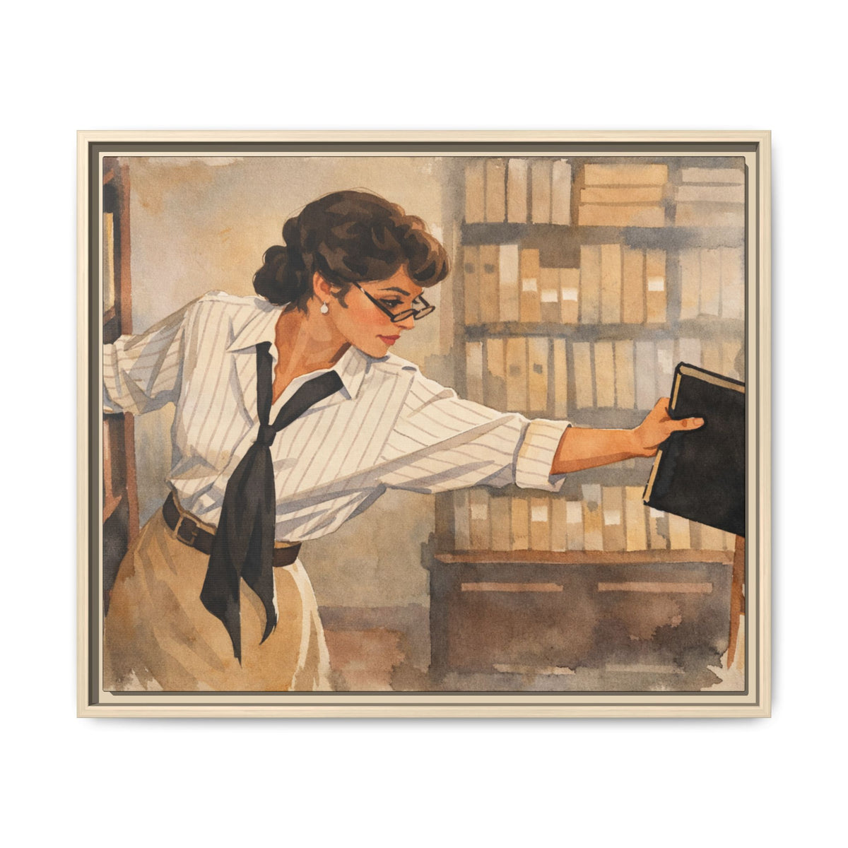 Evelyn Librarian Framed Canvas