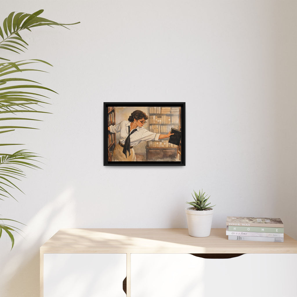 Evelyn Librarian Framed Canvas