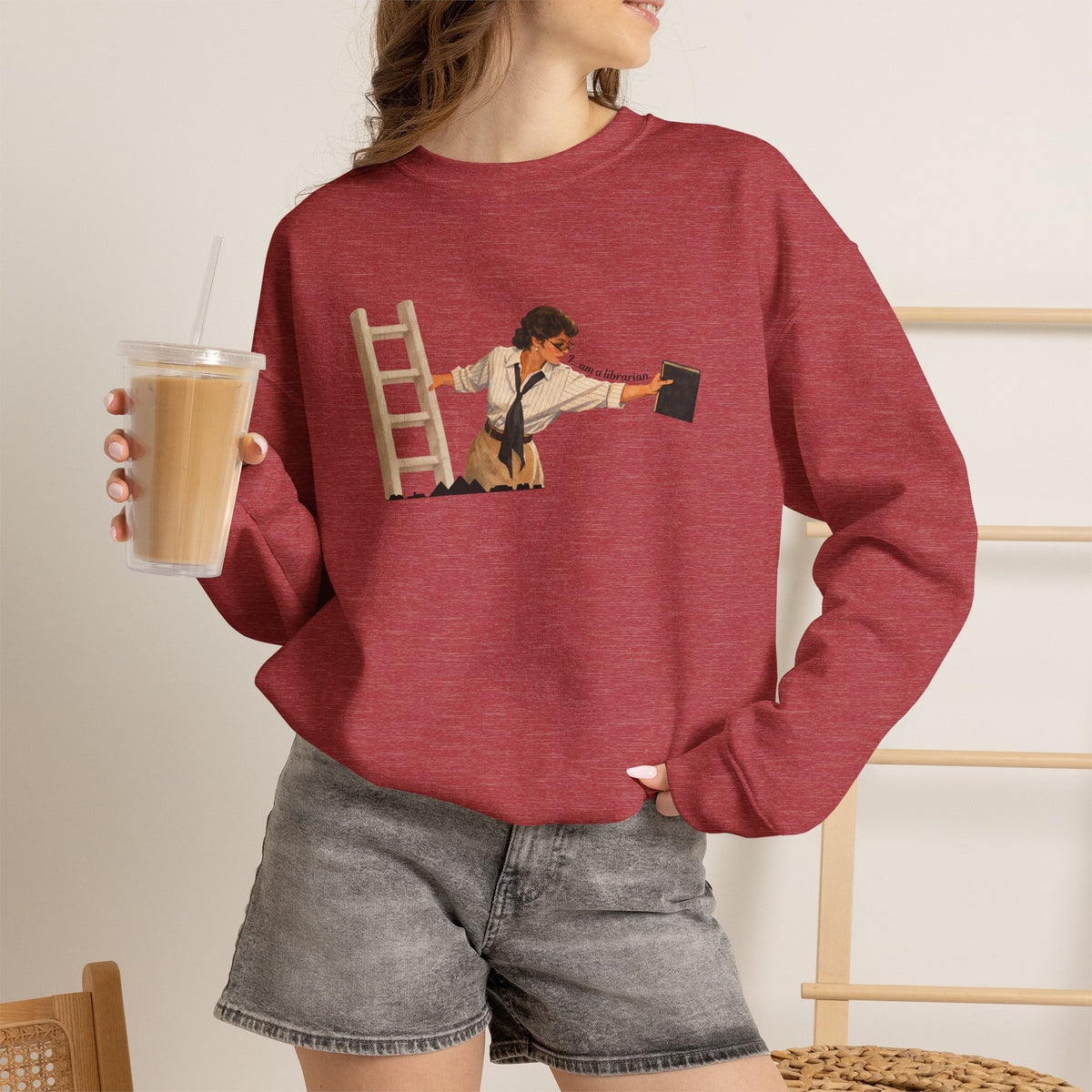 Vintage Evelyn Librarian Crewneck Sweatshirt
