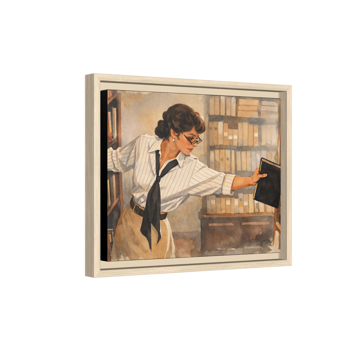 Evelyn Librarian Framed Canvas