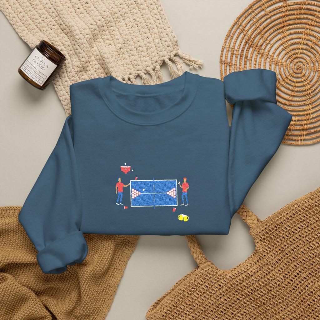 Embroidered Beer Pong Crewneck Sweatshirt