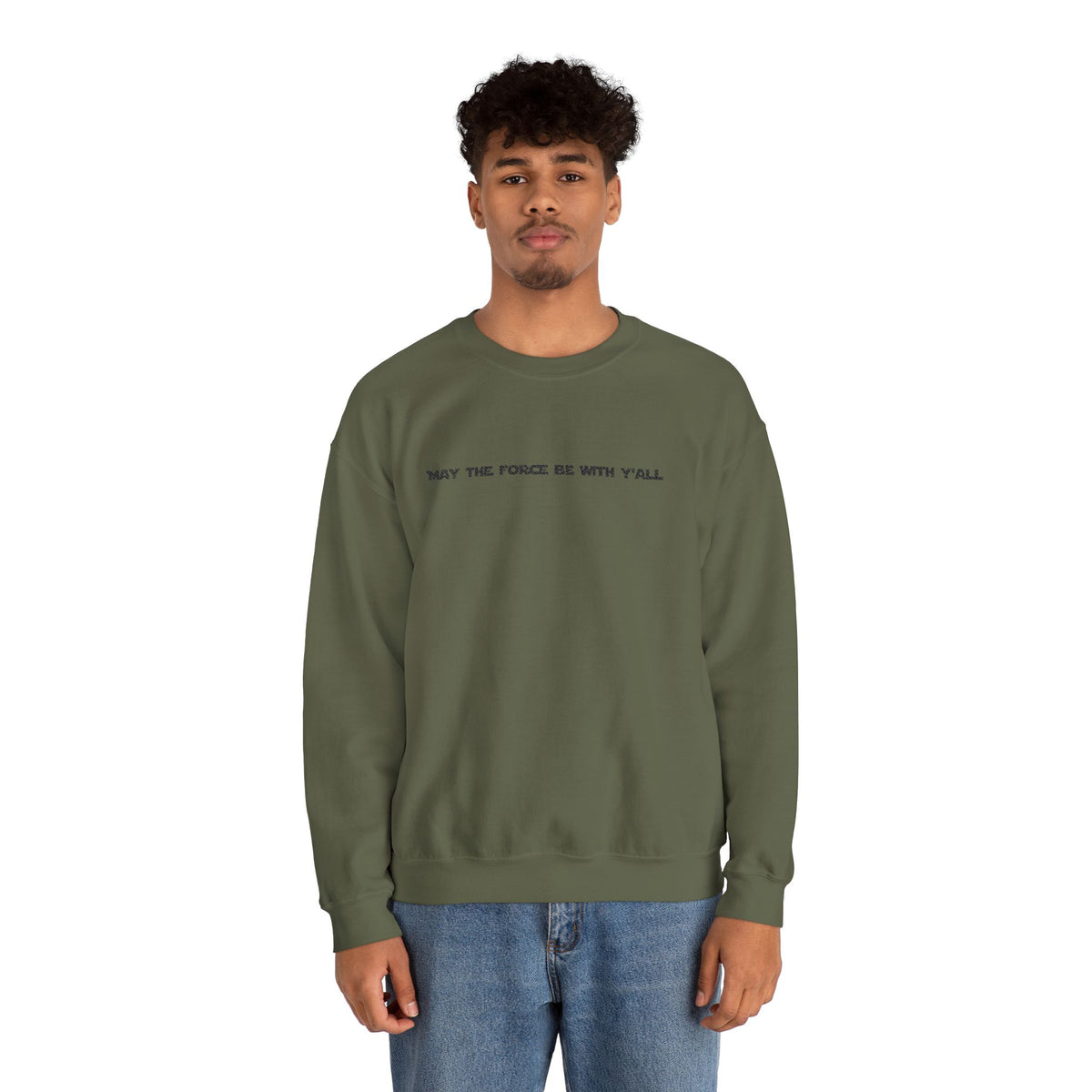 Embroidered May the Force Be With Yall Crewneck Sweatshirt
