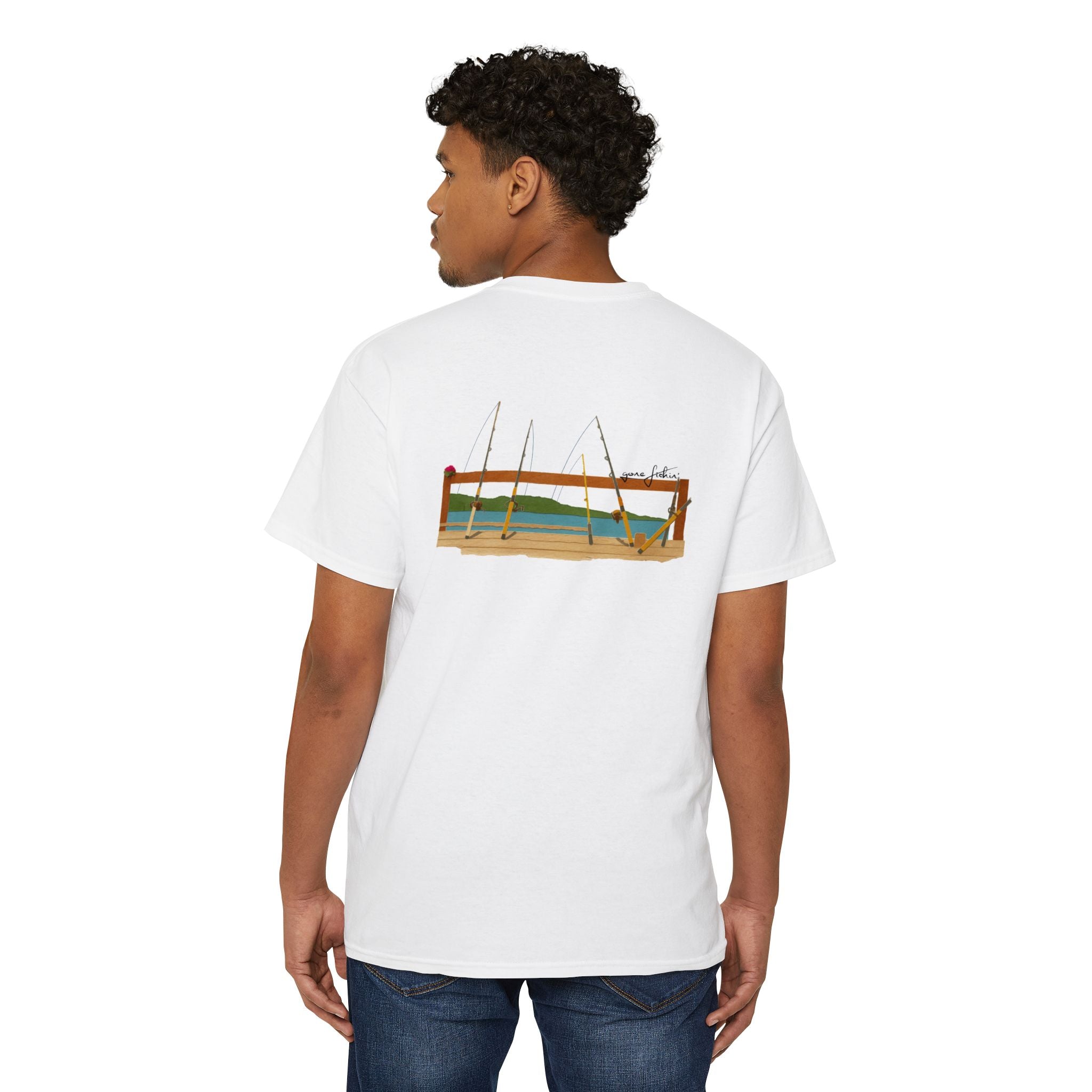 Fishing Illustration Pocket Tee