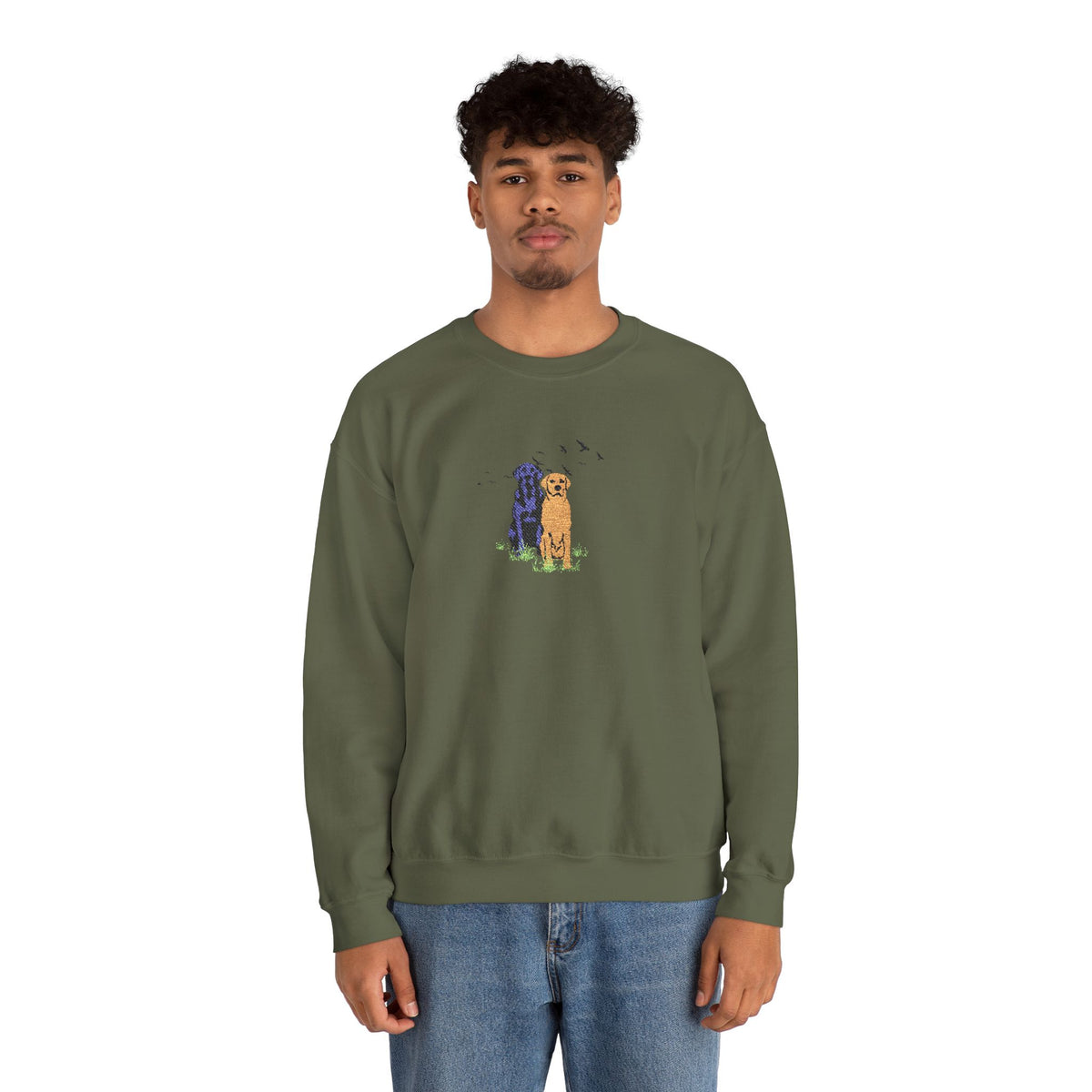 Embroidered Dog Crewneck Sweatshirt