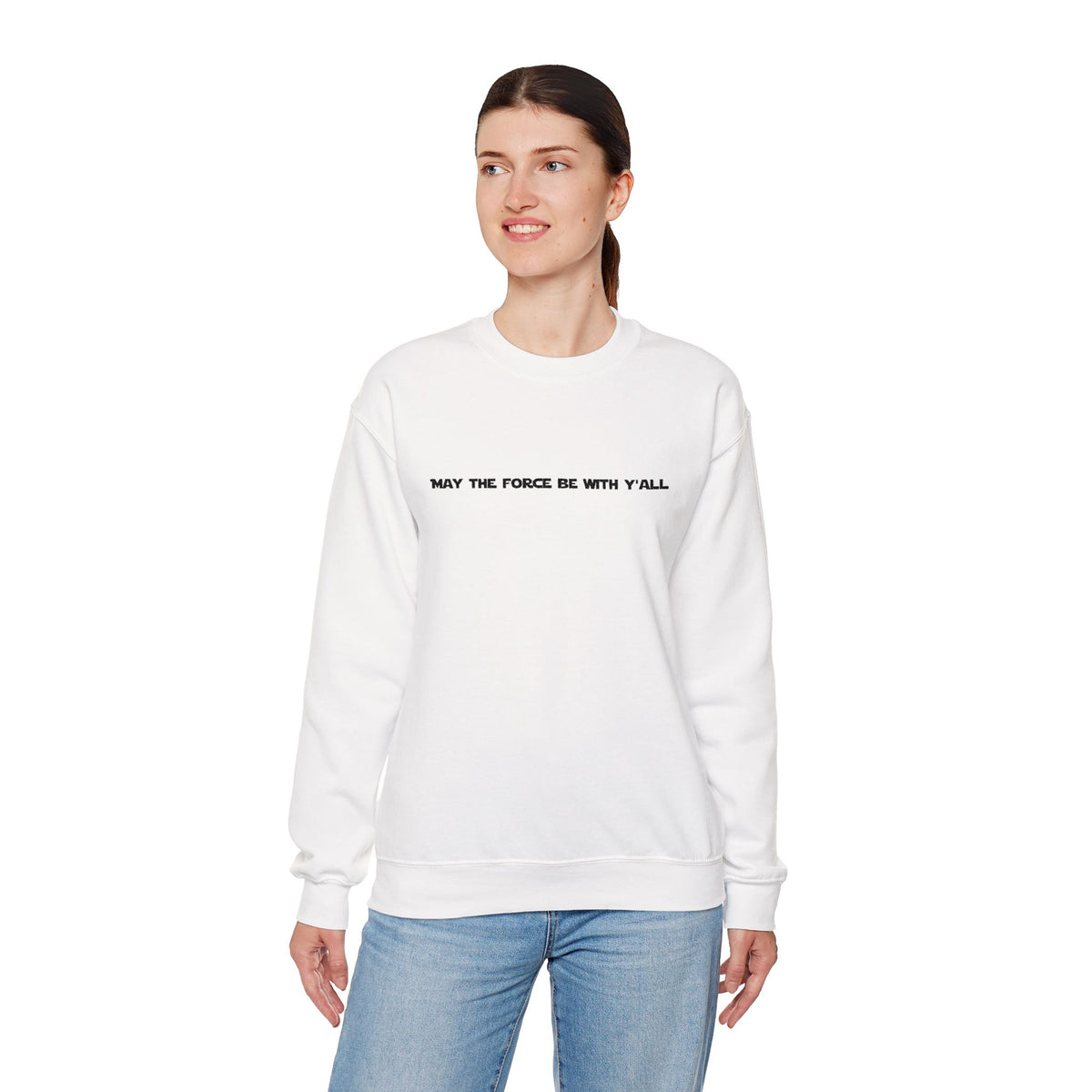 Embroidered May the Force Be With Yall Crewneck Sweatshirt
