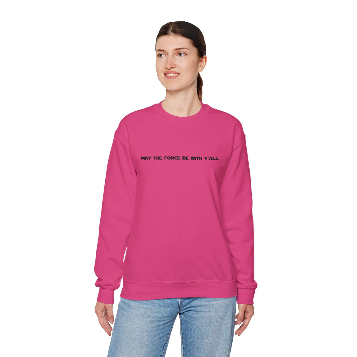Embroidered May the Force Be With Yall Crewneck Sweatshirt