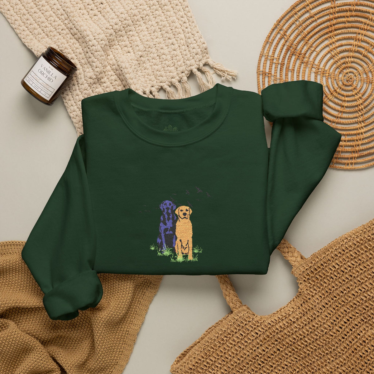 Embroidered Dog Crewneck Sweatshirt