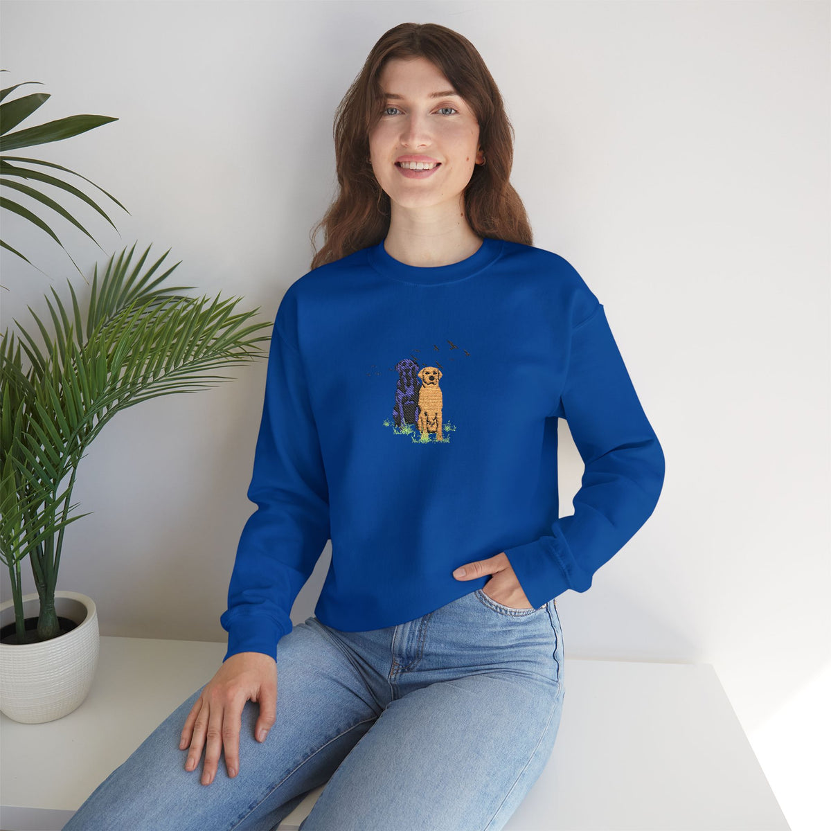 Embroidered Dog Crewneck Sweatshirt