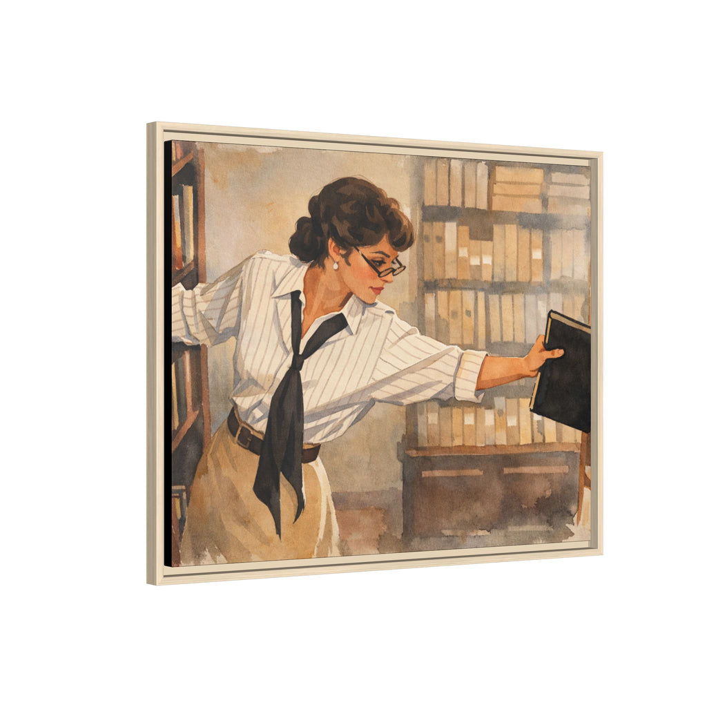 Evelyn Librarian Framed Canvas