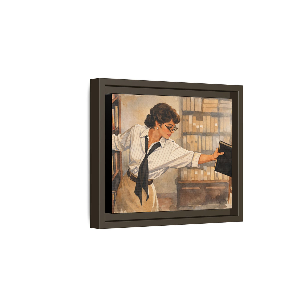Evelyn Librarian Framed Canvas