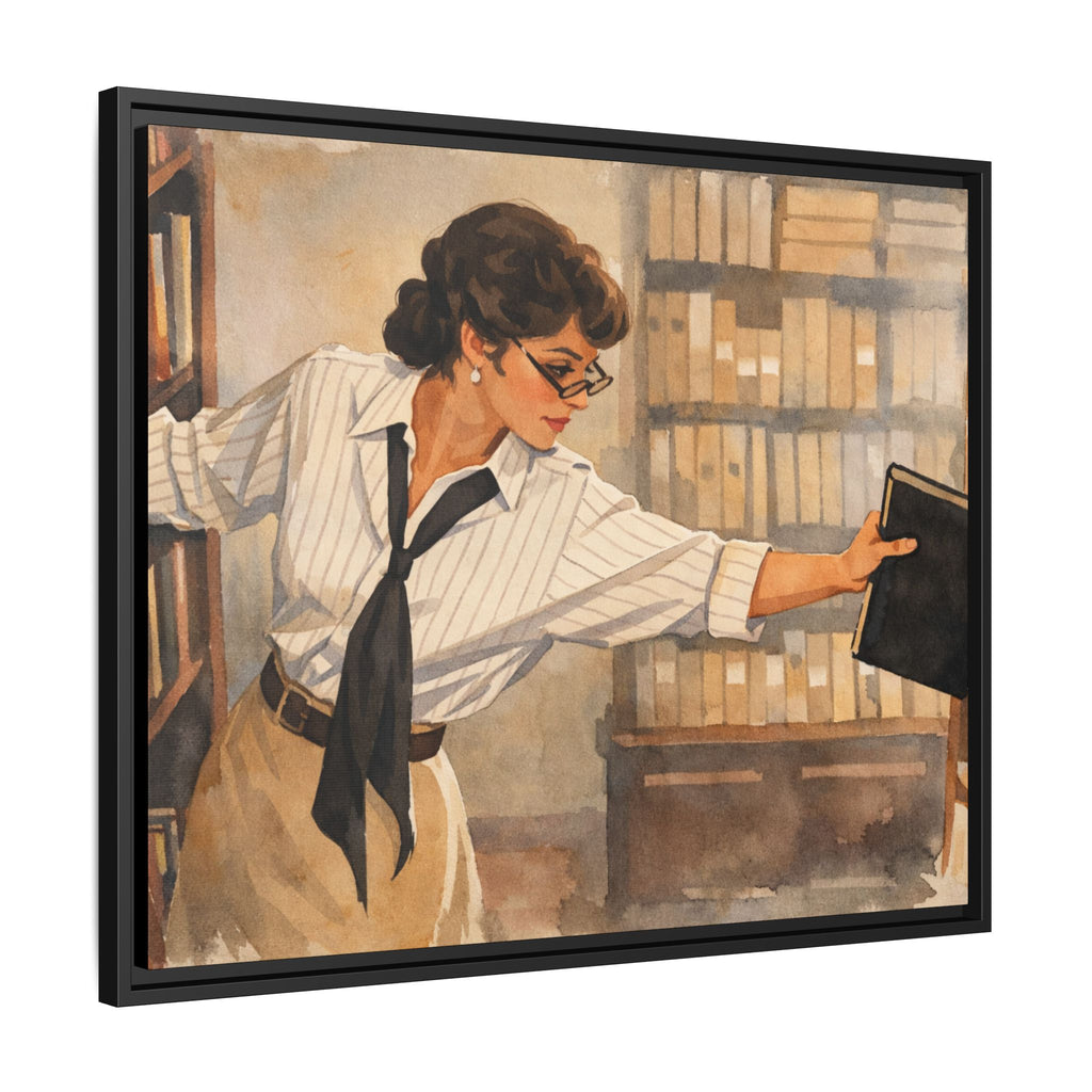 Evelyn Librarian Framed Canvas