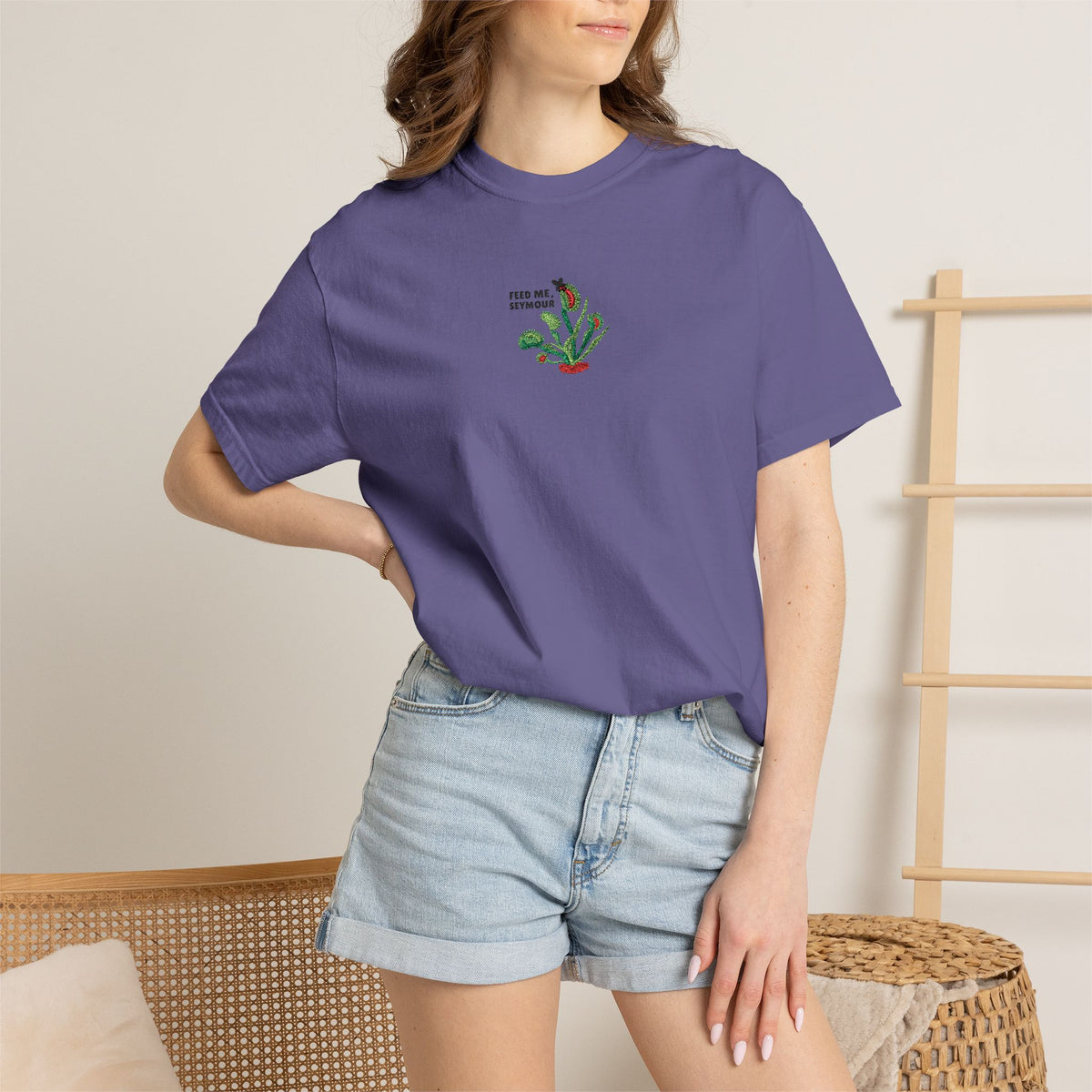 Embroidered Feed Me Seymour Tee