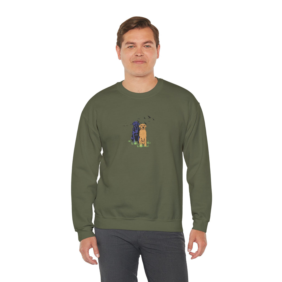 Embroidered Dog Crewneck Sweatshirt