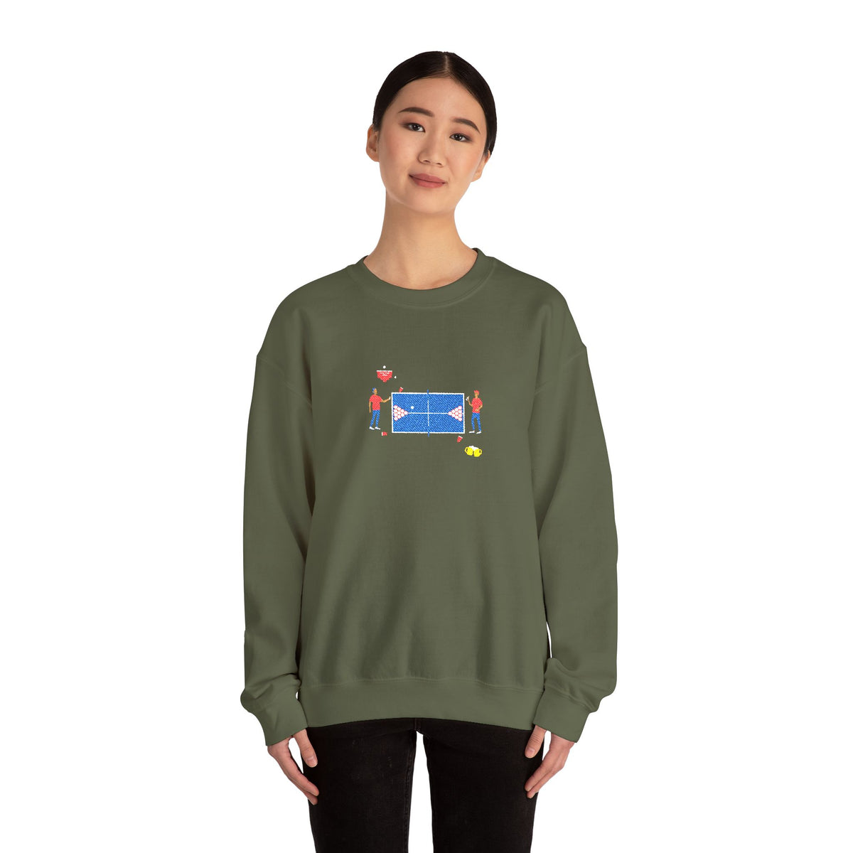 Embroidered Beer Pong Crewneck Sweatshirt