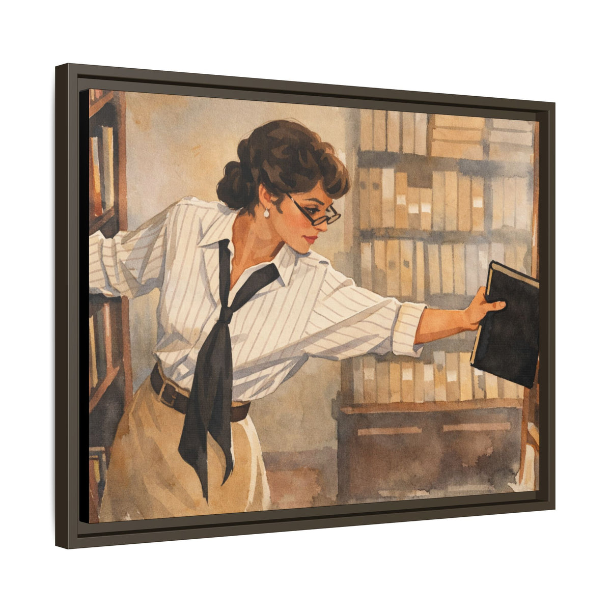 Evelyn Librarian Framed Canvas