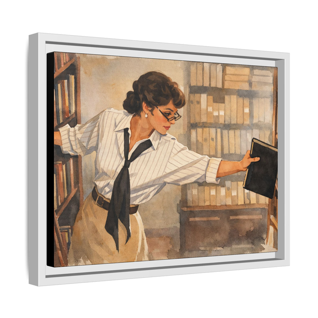 Evelyn Librarian Framed Canvas