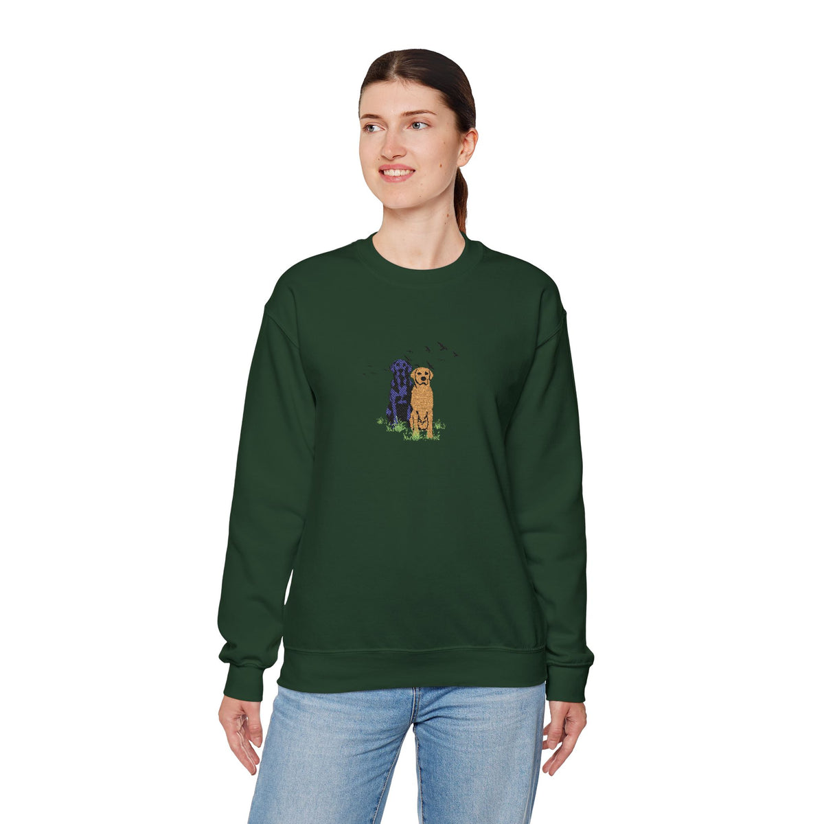 Embroidered Dog Crewneck Sweatshirt